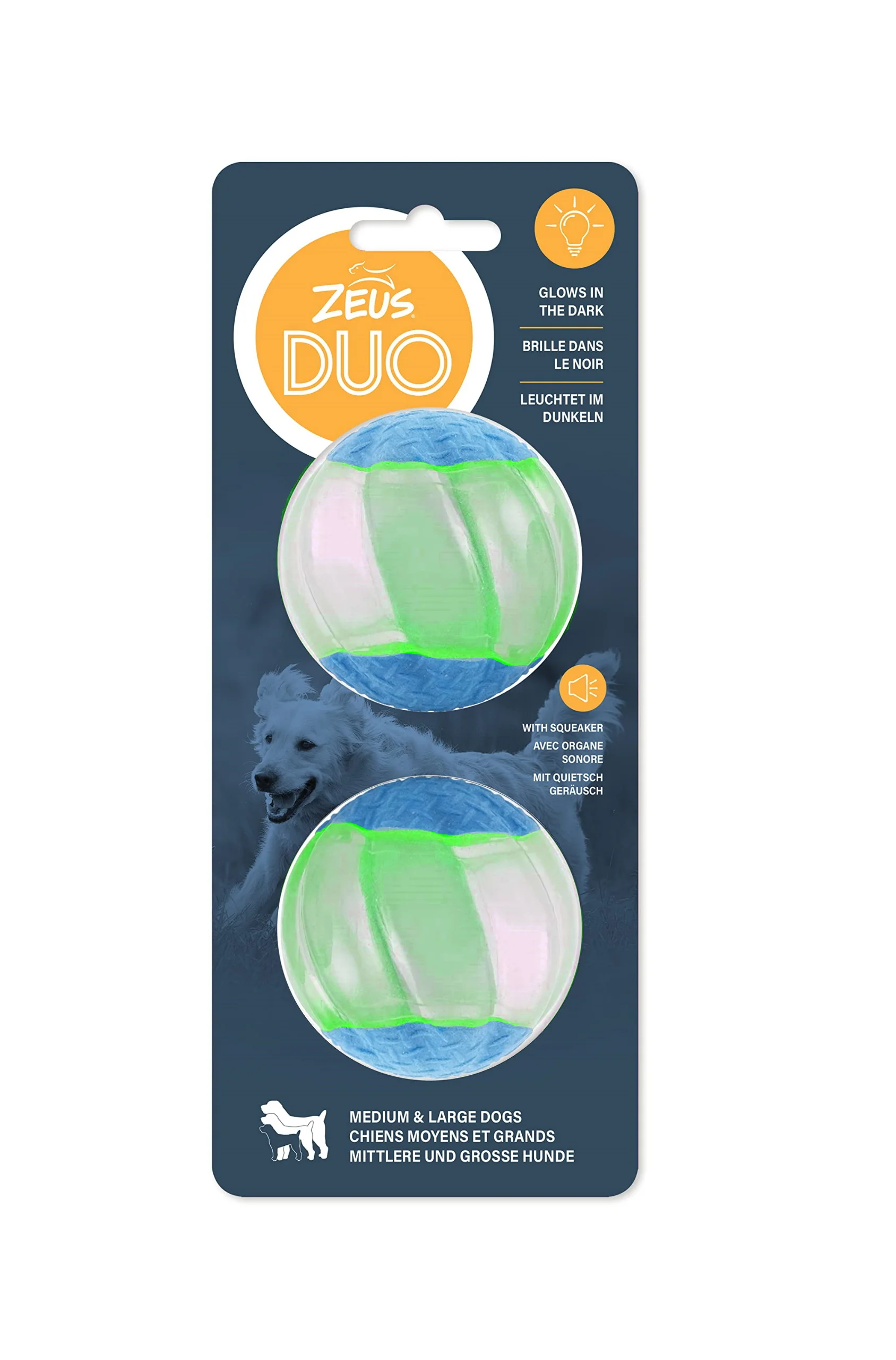 Zeus Duo Ball 6,3 Cm Con Sonido Y Fluo