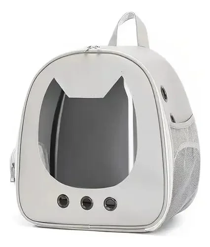 Mochila Cara De Gato 32x17x35cm Cuerina Blanca