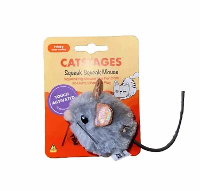 Raton 15 Cm Con Sonido Chillido Gris Squeak
