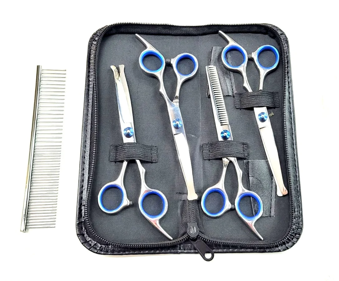 Set De Tijeras 6 Pulgadas 4 Piezas Con Peine Acero Recto
