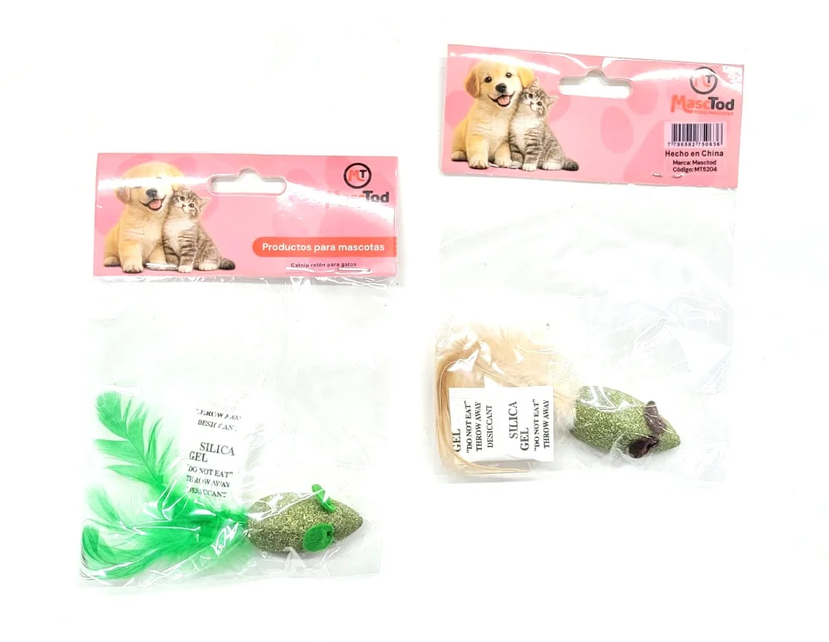 Juguete Catnip Raton Con Cola Pluma