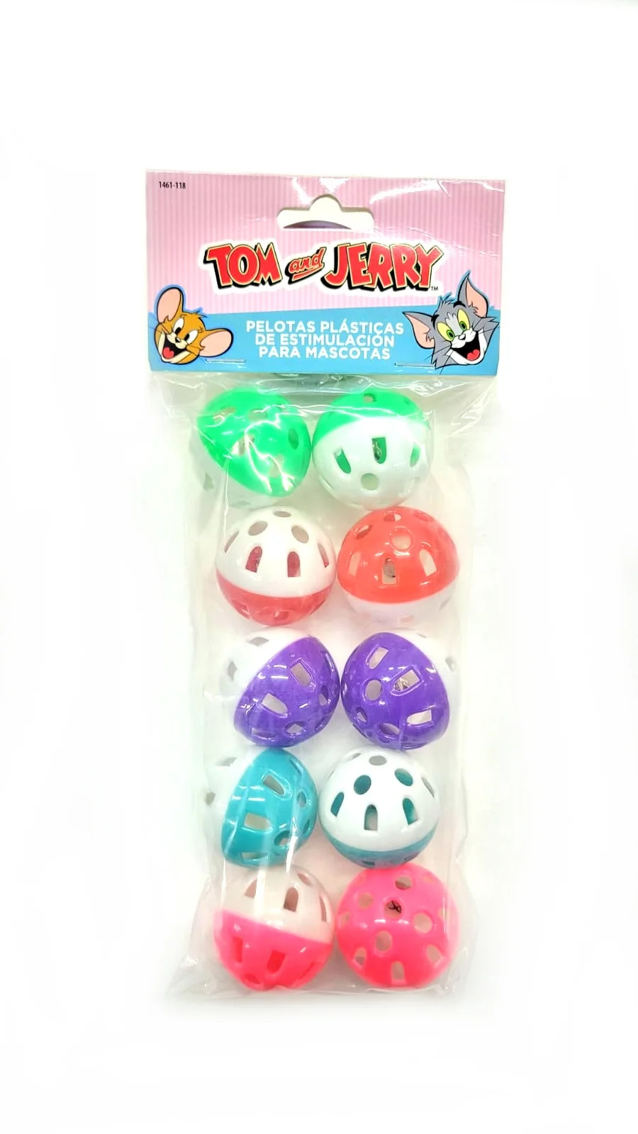 Pelota Bicolor De Dise?o P/mascotas C/cascabel X 10 U