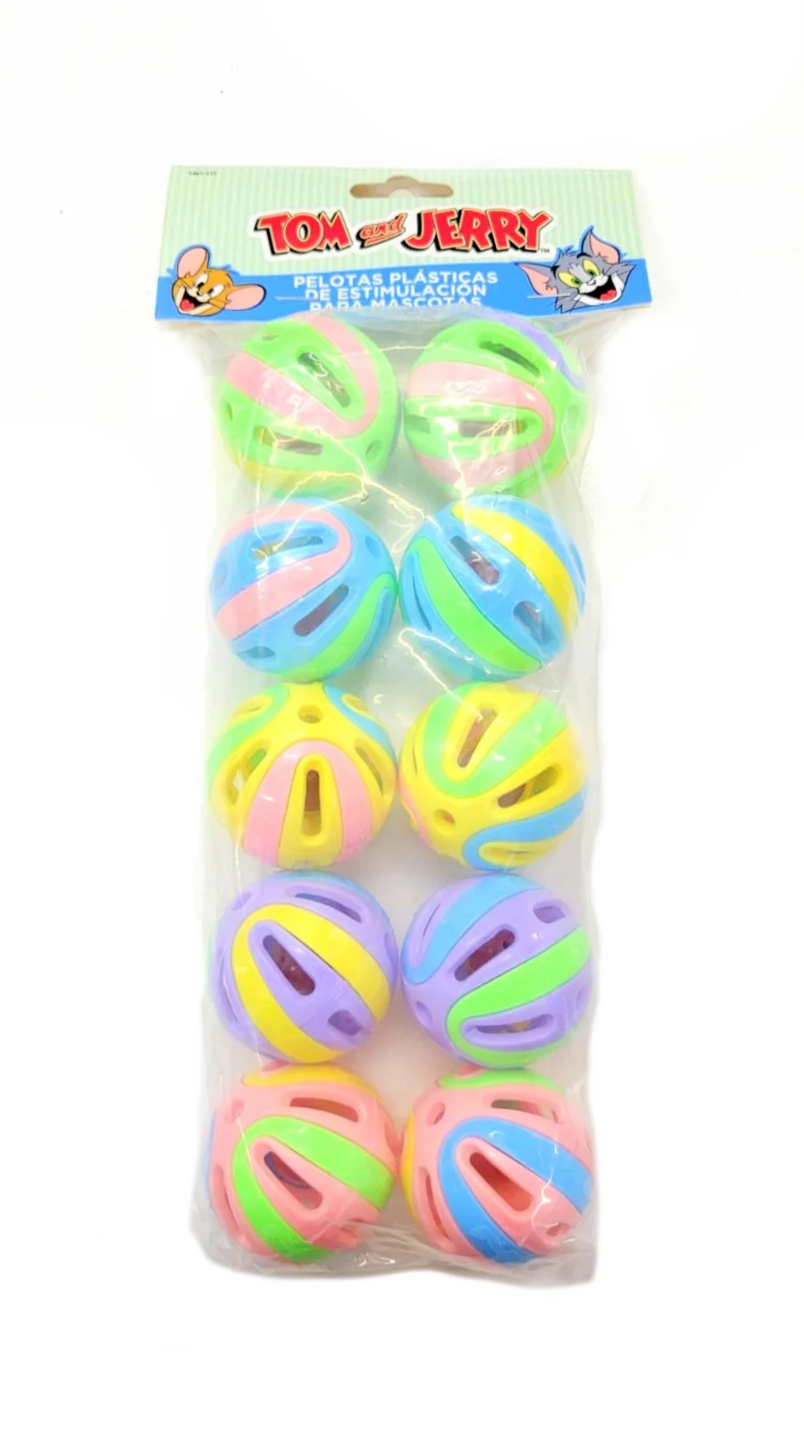 Pelota Multicolor De Dise?o P/mascotas C/cascabel X 10 U